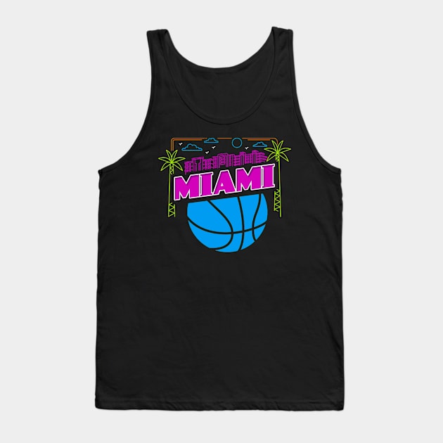 Vintage Miami Florida Cityscape Retro Basketball Tank Top by TeddyTees